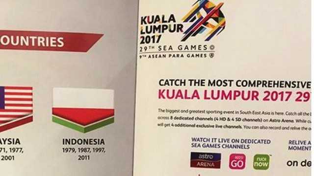 Bendera Indonesia yang dicetak terbalik di buku panduan Sea games 2017.sumber foto vidio com