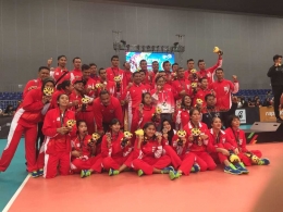 Timnas Voli Indoor Sumbang Sepasang Medali Perak untuk Kontingen Indonesia| Foto: Pipit Puspita Rini