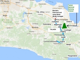 Tasik - Ciamis - Majalengka (sumber gambar: Google Maps, dimodifikasi penulis)