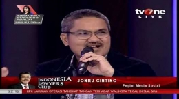 Saat Jonru tampil di Indonesia Lawyers Club - FOTO: Tribunnews.com