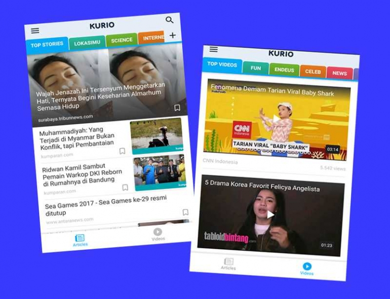 Artikel dan Video dalam sajian Kurio (Gambar diolah dari Kurio)