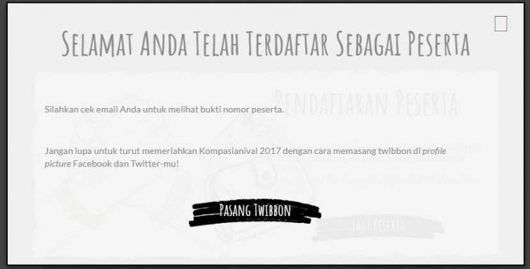 Proses pendaftaran peserta Kompasianival 2017 selesai