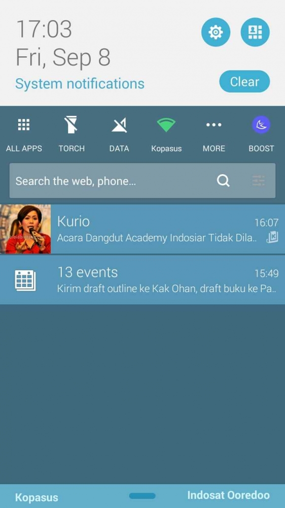 Tampilan notifikasi pengingat dari Kurio mengenai Acara Dangdut Academy Indosiar. Sumber: Dok. Pribadi
