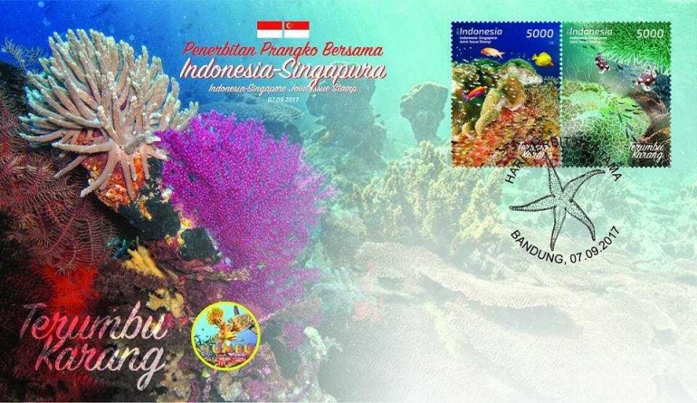 Sampul Hari Pertama prangko Indonesia-Singapura 2017. (Foto: Ditjen PPI, Kominfo)