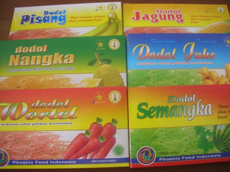 Dodol rumput laut khas Lombok memiliki beberapa varian rasa. Silakan pilih sesuai selera. Sumber: tokohijautojo.blogspot.com