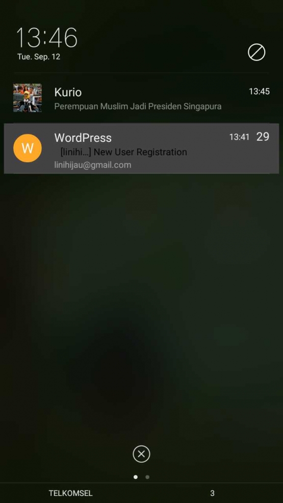 Contoh info/notifikasi Kurio yang selalu masuk ke HP mengingatkan pembacanya (dok. Pribadi)
