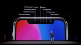 Deretan sensor dan komponen depan iPhone X. Sumber: TechRadar