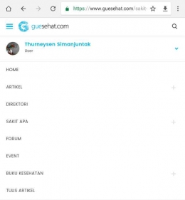 Screenshoot dari www.guesehat.com dengan menggunakan tablet