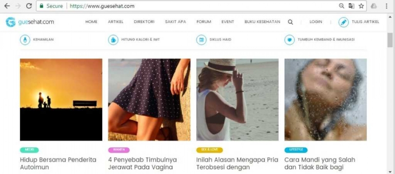 Gue Sehat, layanan online kesehatan online terpadu dengan berbagai fitur andalan seputar kesehatan (www.guesehat.com)