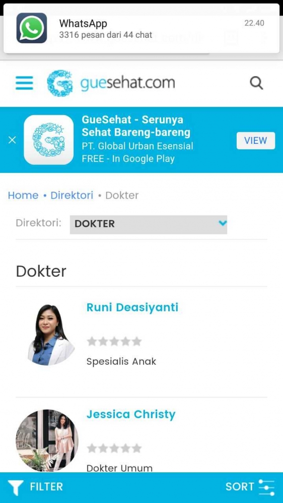 Direktori yang memberikan informasi tentang dokter dan waktu praktiknya/dokpri