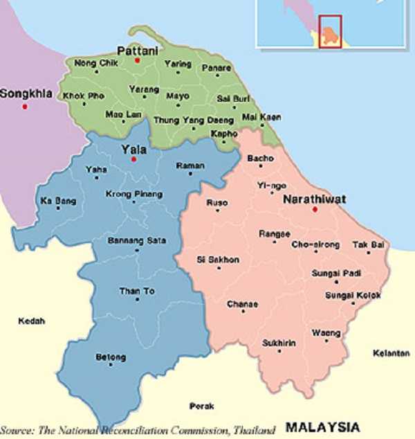 Gambar 1.1 Wilayah Patani (mencakup 4 Provinsi besar yaitu Pattani, Songkhla, Yala dan Narathiwat) (http://www.cfr.org/thailand/muslim-insurgency-southern-thailand/p12531) Reuters