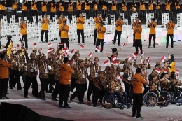Kontingen Indonesia saat upacara pembukaan ASEAN Para Games 2017. Sumber foto: sindonews,com.