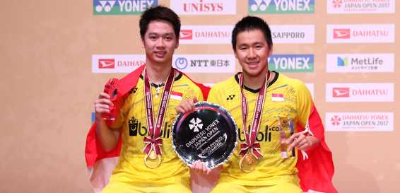 Marcus Gideon dan Kevin Sanjaya juara Japan SS 2017. Gambar: www.badmintonindonesia.org