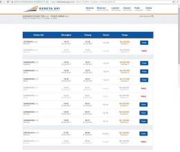 Kondisi karcis kereta api dari stasiun Pasar Turi Surabaya tujuan stasiun Pasar Senen Jakarta untuk keberangkatan tanggal 20 September 2017 (Sumber: keretaapi.co.id/screenshoot)