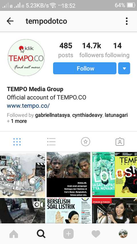 Akun instagram Tempodotco