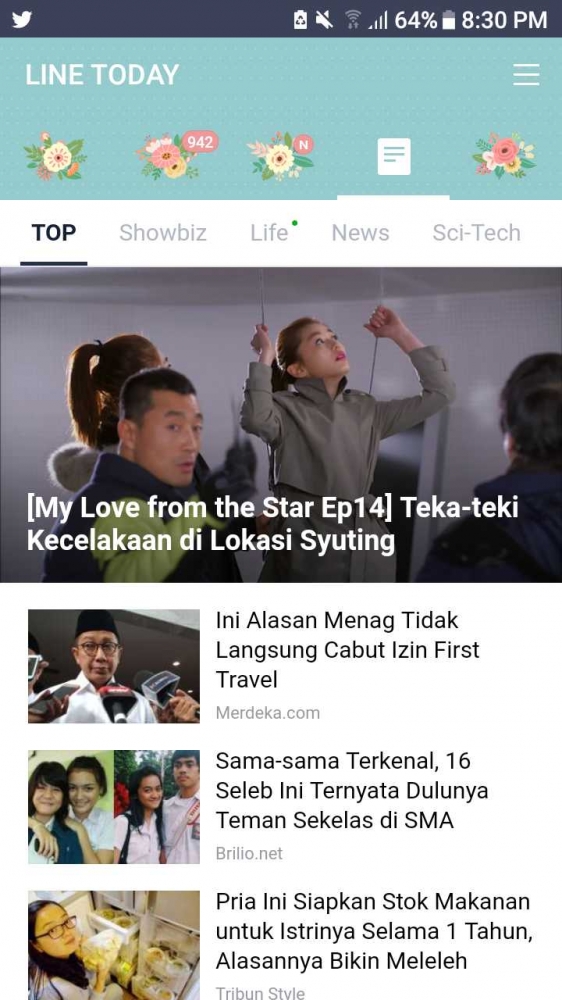 Tampilan LINE Today edisi 4 Oktober 2017. Sumber: Hasil Screenshot pribadi
