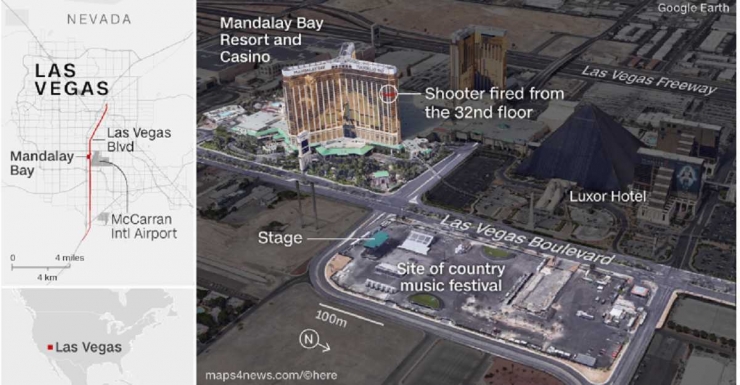 Denah penembakan Las Vegas (CNN.com)