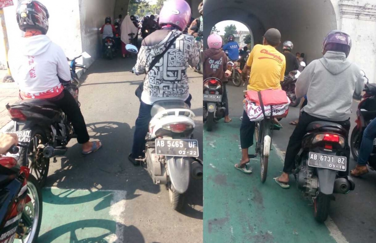 Ruang Tunggu Sepeda di salah satu jalan di Kota Yogyakarta (dok. pribadi)