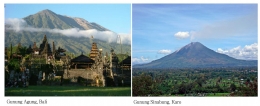 Gambar 1. Gunung Agung, Bali dan Gunung Sinabung, Karo. (Sumber foto Google)