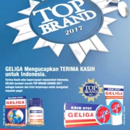 Penghargaan Gelga Krim Sebagai Top Brand No 1 di Tahun 2016 - 2017