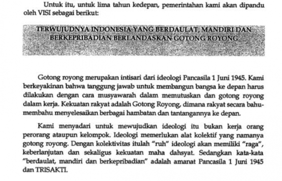 Visi Pemerintahan Jokowi, Trisakti dalam Nawacita (sumber KPU: Visi Misi Capres JKW-JK)