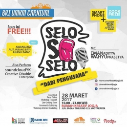 Promotional poster acara BRI UMKM Carnival: Seloso Selo Dadi Pengusaha persembahan RKJ