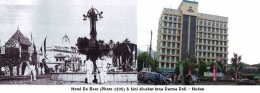 Gambar kiri Hotel de Boer sekarang menjadi Hotel Dharma Deli (kanan) [sumber kaskus.co.id]