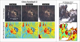 Gambar 2: Citra kawah Agung yang diambil oleh satelit Sentinel 2 pada 5 September - 10 Oktober 2017 (Sumber: PVMBG)