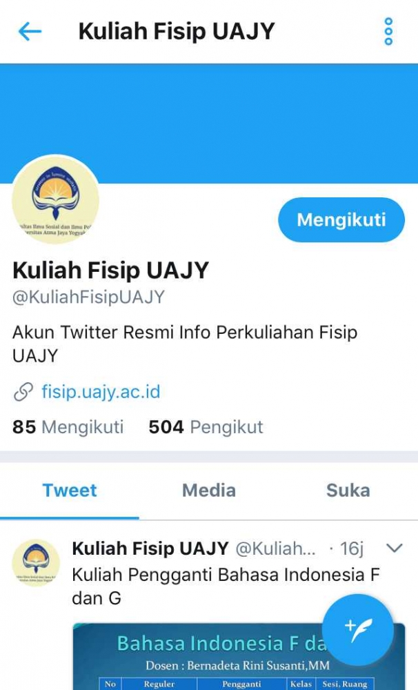 Twitter : @KuliahFisipUajy