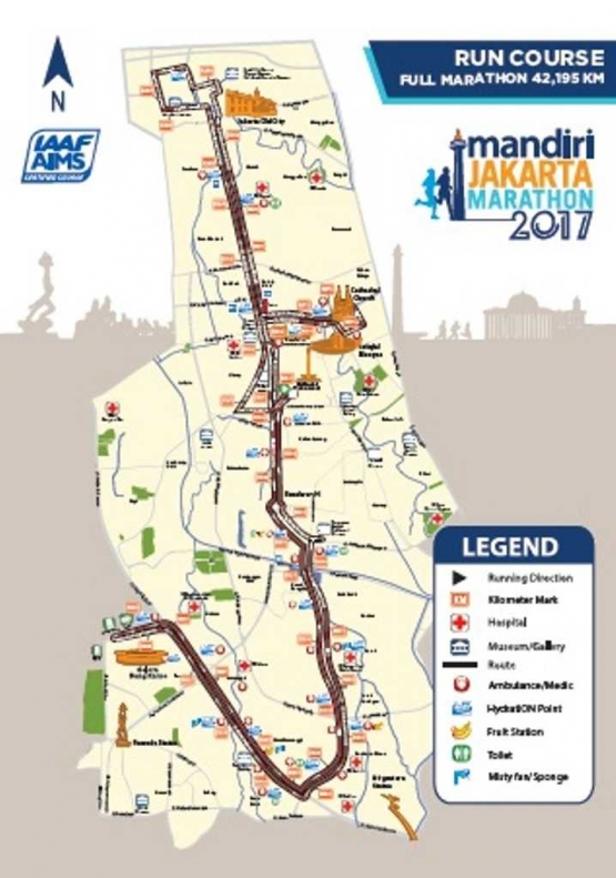 Rute Full Marathon Mandiri Jakarta marathon 2017 (dokpri)