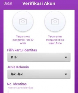 Perlu memasukkan kartu identitas jika akan menggunakan layanan bertransaksi reksa dana BNP Paribas (skrinsut apps Paypro)