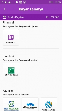 Menu Reksadana BNP Paribas di Aplikasi Paypro