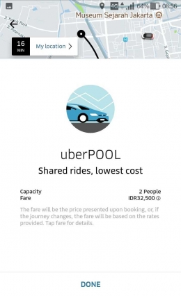 Layanan UberPOOL (sumber: Dokumentasi Pribadi)