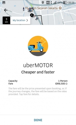 Layanan UberMOTOR (sumber: Dokumentasi Pribadi)