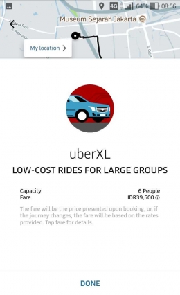 Layanan UberXL (sumber: Dokumentasi Pribadi)