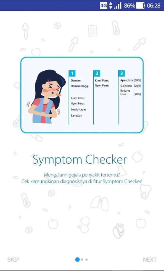 Symptom checker (sumber: Dokumentasi Pribadi)