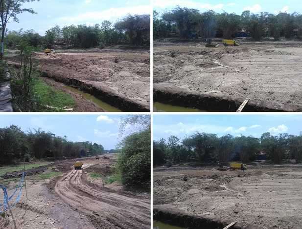 Beberapa spot proyek grass track dan tampak dump truck dan begu sedang meratakan tanah (Sumber: dokumen pribadi)