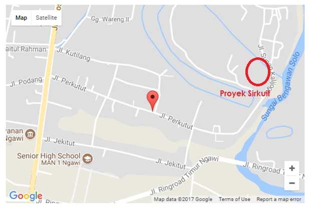 Peta jalan Perkutut dan proyek sirkuit (Sumber: Google Maps)