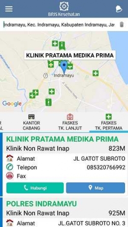 Fitur Lokasi di Mobile JKN (Screenshot)