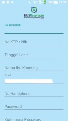Mengisi identitas di aplikasi (Screenshot)