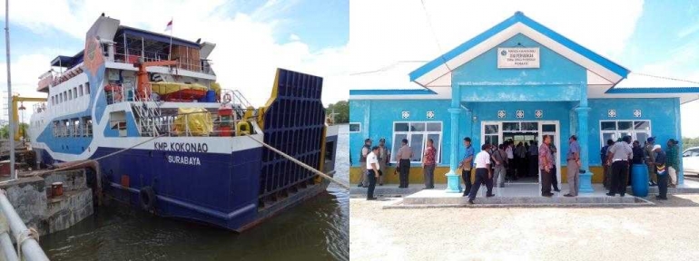 Kapal KMP. Kokonao dan Kantor Pelabuhan Penyeberangan Pomako. Dok:Pribadi