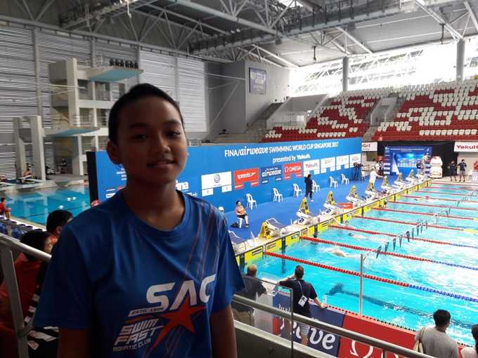 Penulis melaporkan dari OCBC Aquatic Centre, Singapore. Foto: dokumen pribadi.