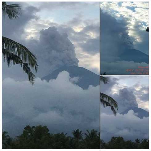 Aktivitas letusan Gunung Agung Bali (Sumber Foto: Kadek Putra Yasa)