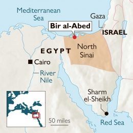 Lokasi Mesjid al Rawah di Bir al Abed. Sumber: www.thetimes.co.uk