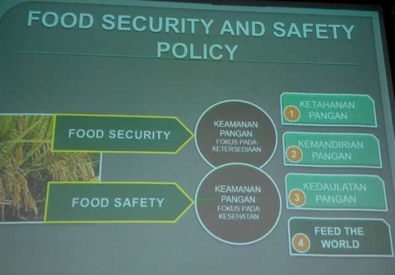 Pentingnya ketahanan pangan diiringi dengan keamanan pangan agar tubuh tetap sehat (foto dari slide Prof Rindit)