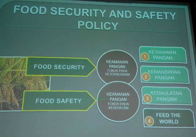 Pentingnya ketahanan pangan diiringi dengan keamanan pangan agar tubuh tetap sehat (foto dari slide Prof Rindit)