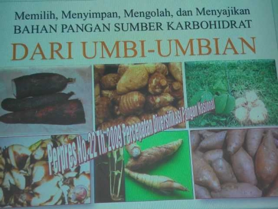 Umbi-umbian bisa digunakan untuk bahan pokok agar tidak tergantung beras (foto dari slide Prof Rindit)