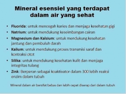 Air yang sehat mengandung mineral esensial. |Presentasi Dr.dr.Inge dalam sesi DBA 2017