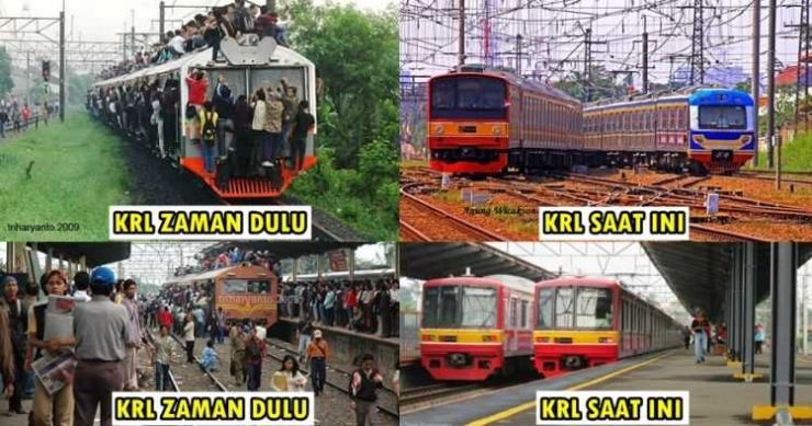 Perbandingan KRL dulu dan sekarang (Sumber : Tri Haryanto, 2009)