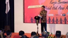 Presiden Jokowi diacara peringatan hari HAM sedunia ke-69 di Solo. Liputan6.com